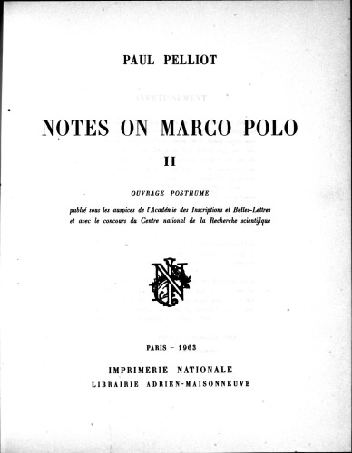 Notes on Marco Polo