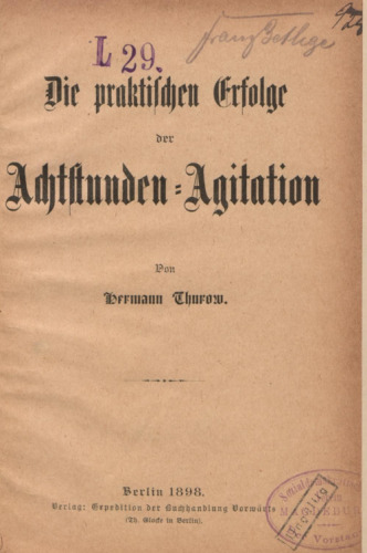 Die praktischen Erfolge der Achtstunden-Agitation