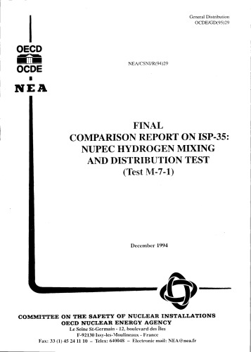 NUPEC Hydrogen Mixing, Distribution Test (csni-r1994-29)