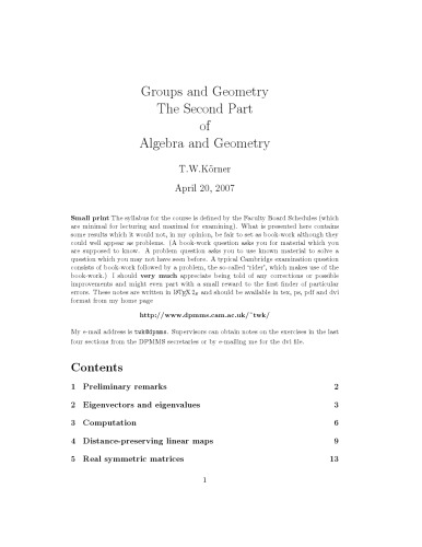 Algebra and Geometry, Part II: Groups and Geometry