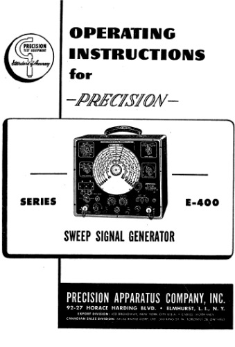 Precision Apparatus Co Model E-400 Sweep Signal Generator