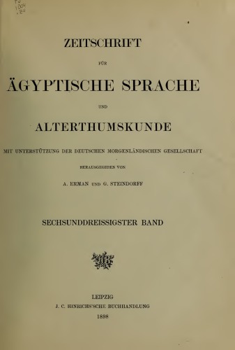 Zeitschrift für Ägyptische Sprache und Altertumskunde