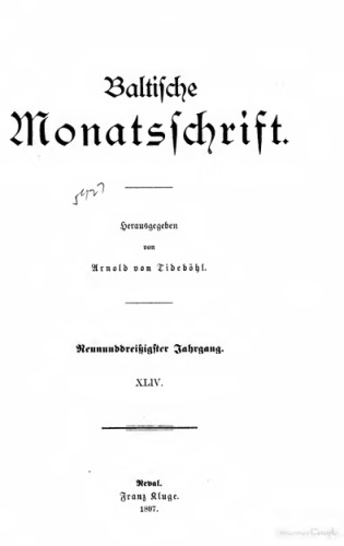 Baltische Monatsschrift