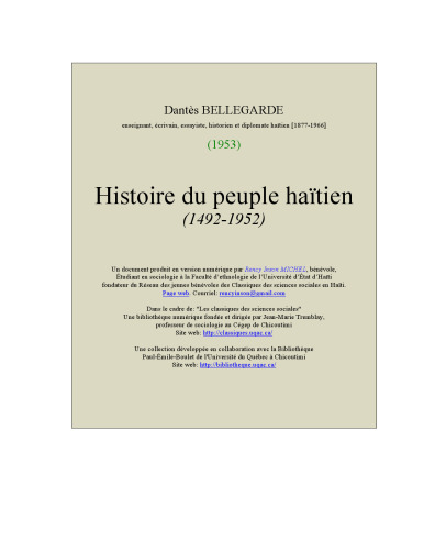 Histoire du peuple haitien. : (1492-1952).