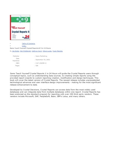 Teach Yourself Crystal Reports 9 in 24 Hours