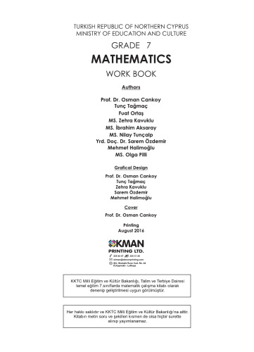 Mathematics. Grade 7. Work Book