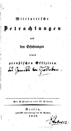 Betrachtungen aus den Erfahrungen eines preußischen Offiziers