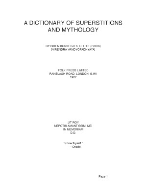A Dictionary of Superstitions and Mythology