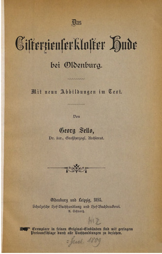 Das Cistercienserkloster [Zisterzienserkloster] Hude bei Oldenburg