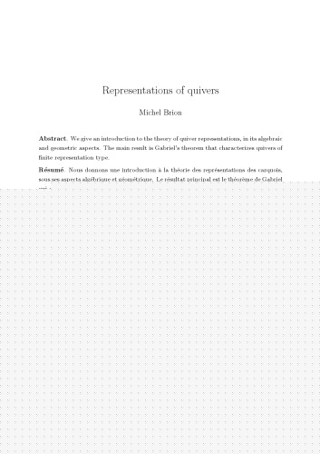 Representations of quivers (version 15 Nov 2010)
