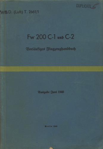 Fw 200 C1 C2 Flugzeughandbuch