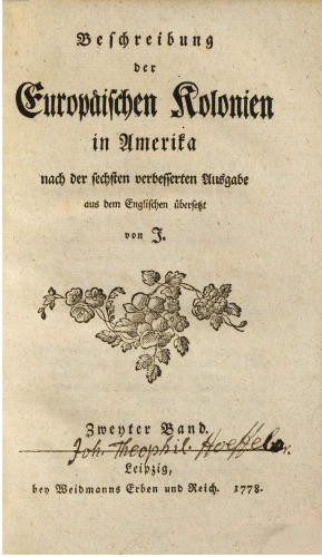 Beschreibung der europäischen Kolonien in Amerika