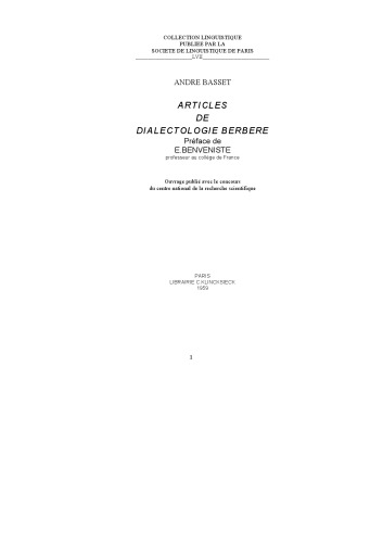 Articles de dialectologie berbère