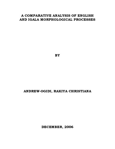 A comparative analysis of English and Igala Morphological processes
