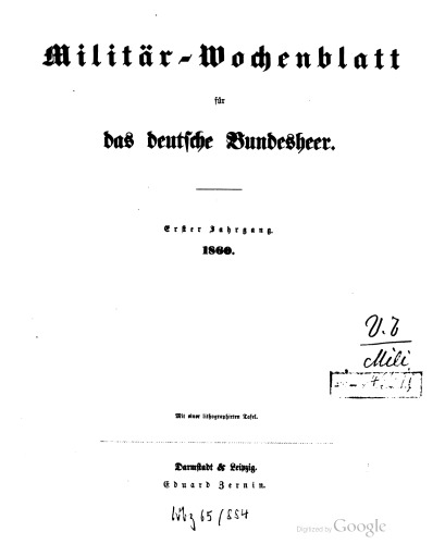 Militär-Wochenblatt für das deutsche Bundesheer