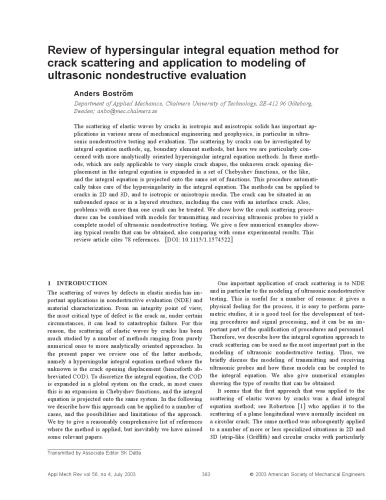 Review of hypersingular integral equation method for crack scattering and application to modeling of ultrasonic nondestructive evaluation