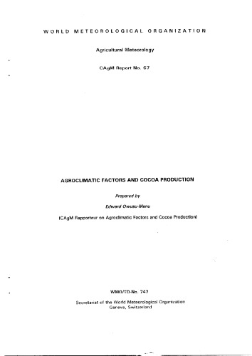 Agroclimatic Factors and Cocoa Production