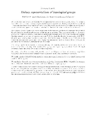 Unitary representations of topological groups