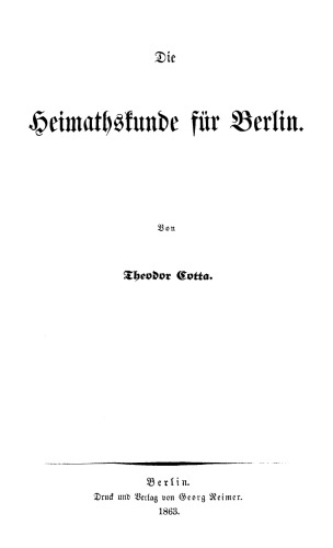 Die Heimathskunde [Heimatkunde] von Berlin