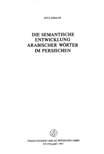 Die semantische Entwicklung arabischer Wörter im Persischen