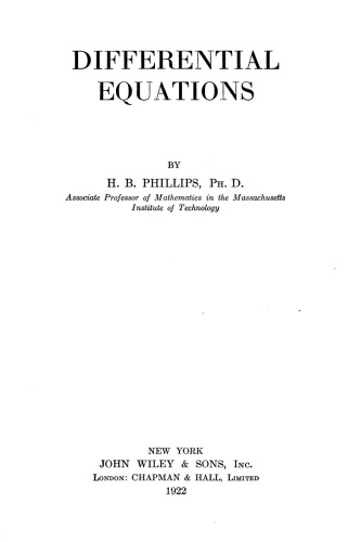 Differential Equations, 1937