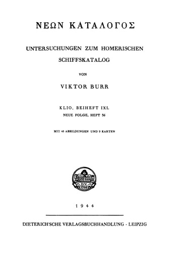 Neōn katalogos: Untersuchungen zum homerischen Schiffskatalog