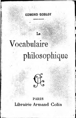 Le vocabulaire philosophique