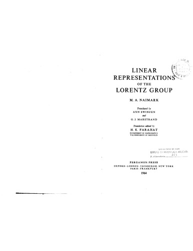 Linear representations of the Lorentz group