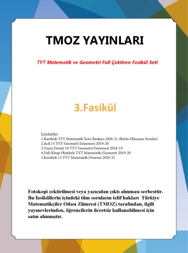 TMOZ TYT Matematik-Geometri 3.Fasikül