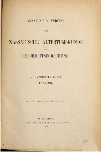Annalen des Vereins für Nassauische Altertumskunde und Geschichtsforschung