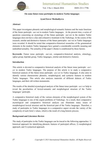 On some future tense participles in modern Turkic languages