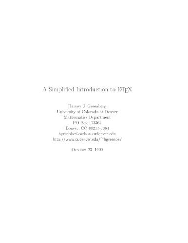 Simplified introduction to Latex