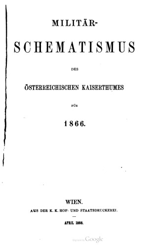 Militär-Schematismus des österreichischen Kaisertums für 1866