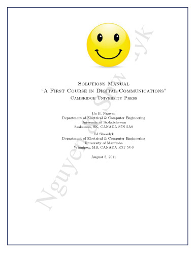 A First Course in Digital Communications - Solutions Manual