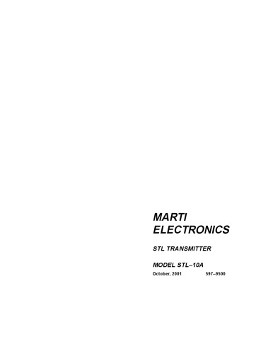 MARTI STL-10A Transmitter (broadcast radio)