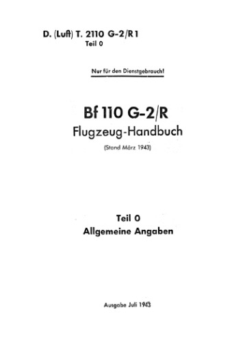 MesserschmittBf 110 G-2/R.Flugzeug - Handbuch.Teil 0 - Allgemeine Angaben