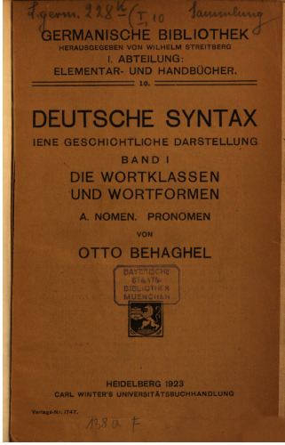 Die Wortklassen und Wortformen. A. Nomen und Pronomen