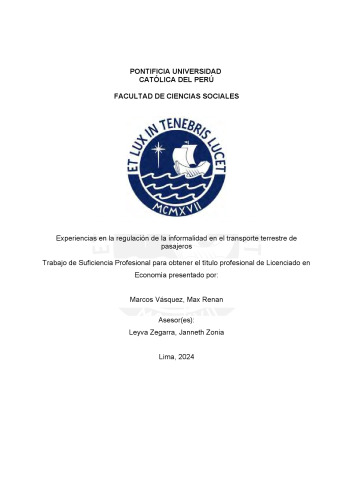Experiencias en la regulación de la informalidad en el transporte terrestre de pasajeros