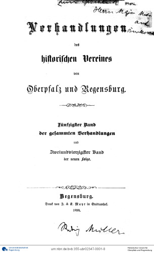 Verhandlungen des Historischen Vereins für Oberpfalz und Regensburg