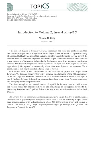 topicCS - Topics in Cognitive Science, Volume 2, Issue 4