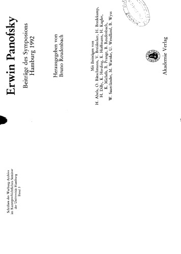 Erwin Panofsky. Beiträge des Symposions Hamburg 1992
