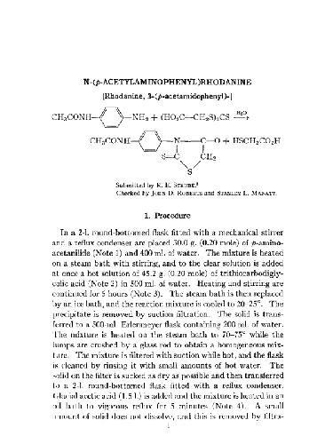 Organic Syntheses An annual publication of satisfactory methods