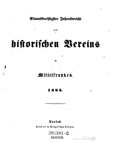Jahresbericht des Historischen Vereins in Mittelfranken
