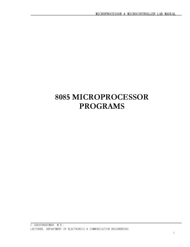 bca microprocessor labsheet