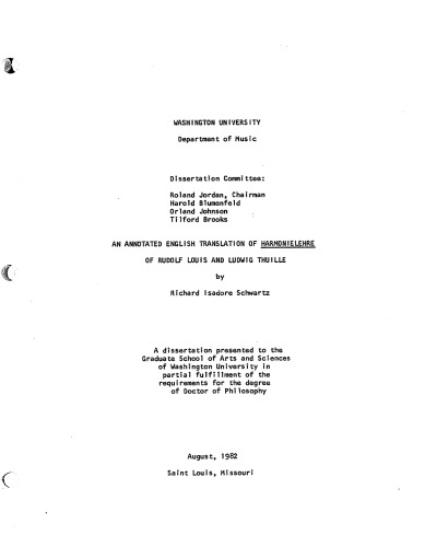 An Annotated English Translation of Harmonielehre of Rudolf Louis and Ludwig Thuille
