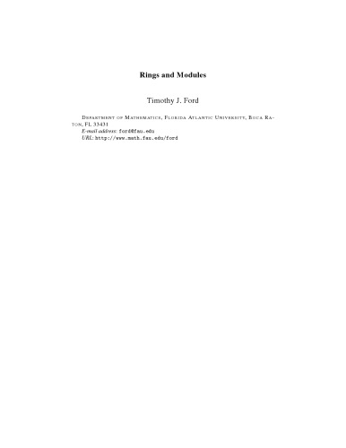 Rings and Modules [lecture notes]