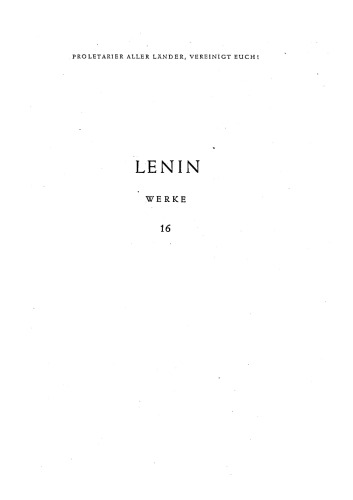 Lenin Werke Band 16: Sep. 1909 - Dez. 1910