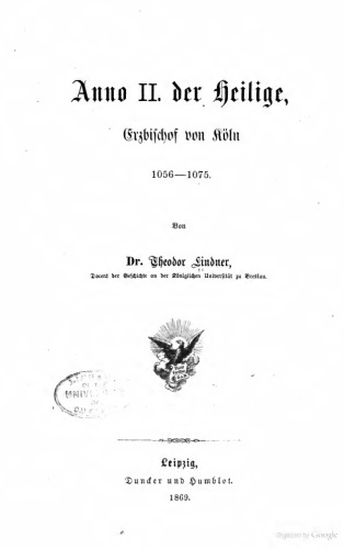 Anno II., der Heilige, Erzbischof von Köln, 1056-1075