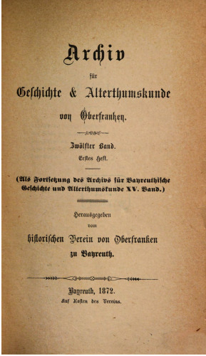 Archiv für Geschichte und Altertumskunde von Oberfranken