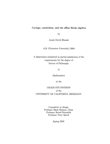Cyclage, catabolism, and the affine Hecke algebra